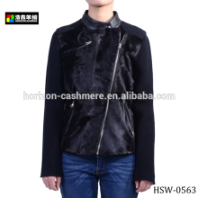 Ladies Black Cashmere Coat, Ladies Black Fur Warm Cashmere Coat