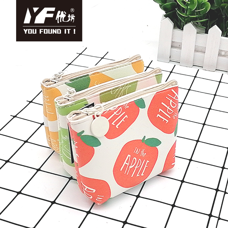 Fruit family style PU make up coin purse