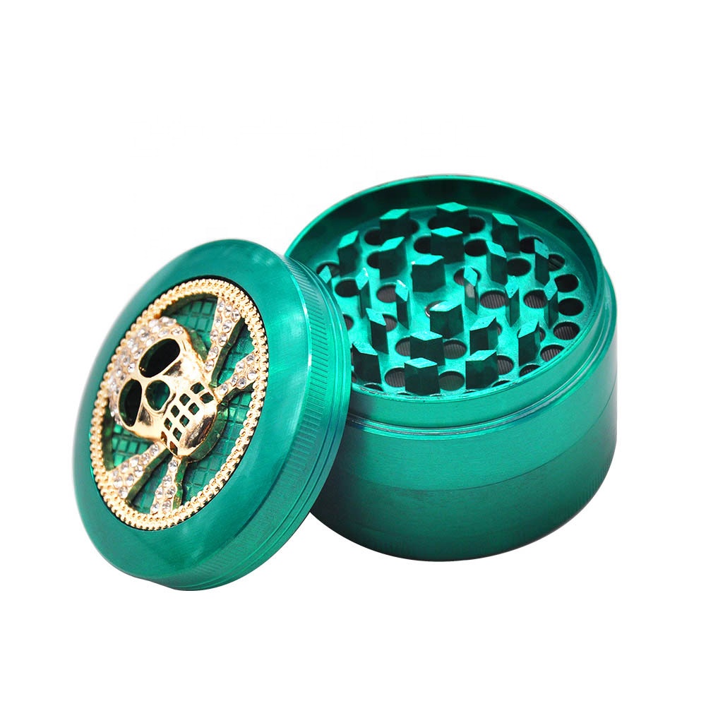 New Zinc Alloy 63mm 4 parts Weed Grinder Herb Grinder unique design green herb crusher smoking accessories