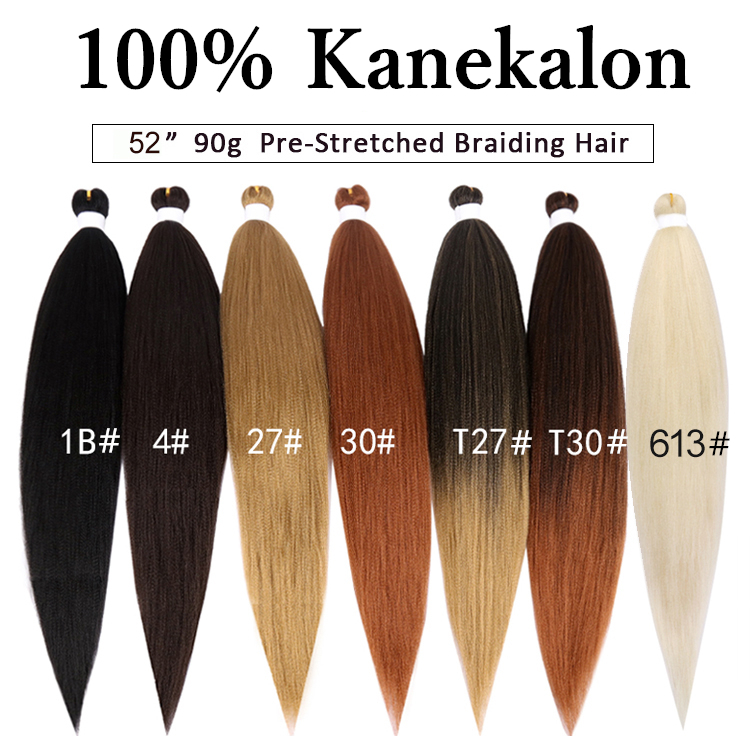 Julianna 100% Kanekalon private label 52" pre-stretched braid synthetic ombre easy prestreched pre stretched braiding hair