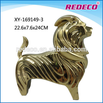 Ceramic golden garden decoration lion statue