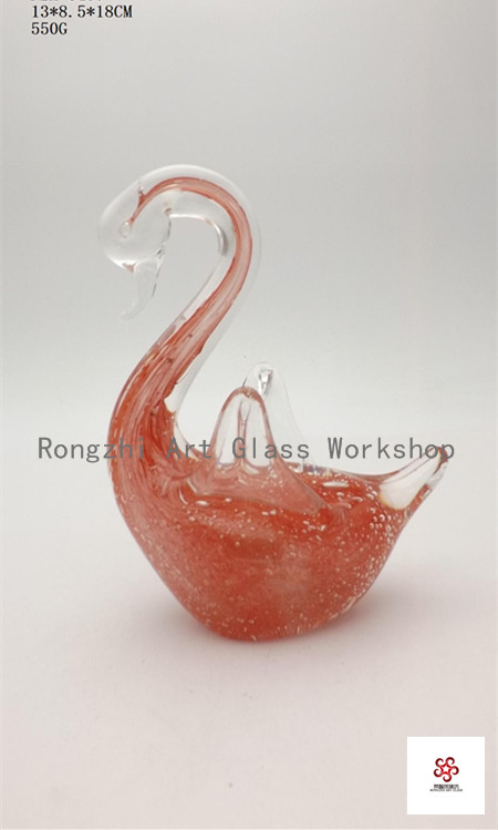 Orange Swan Glass Sculpture