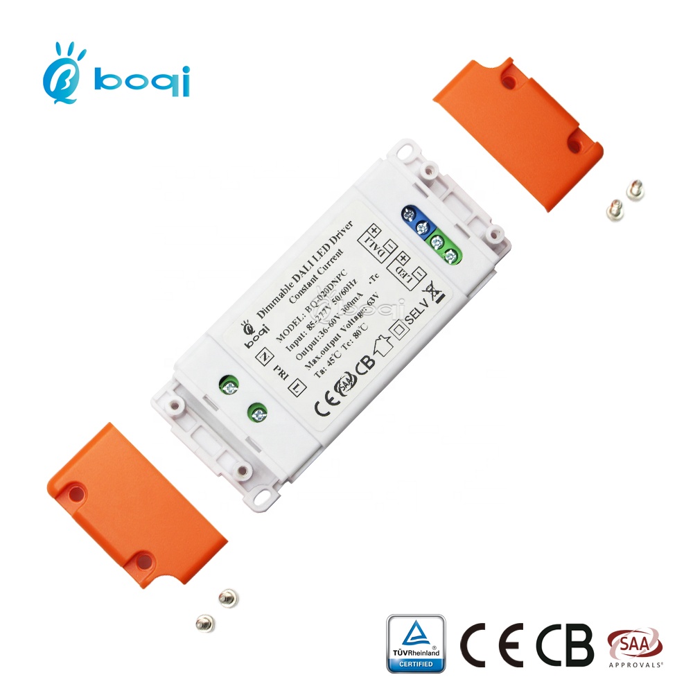 boqi 20W DALI dimmable led driver 300ma 12w 15w 16w 18w 20w DALI led driver with CE CB SAA