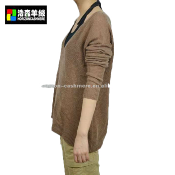 Fashion Design Cashmere Sweater, Ladies Brown Original Heavy Cashmere Sweater