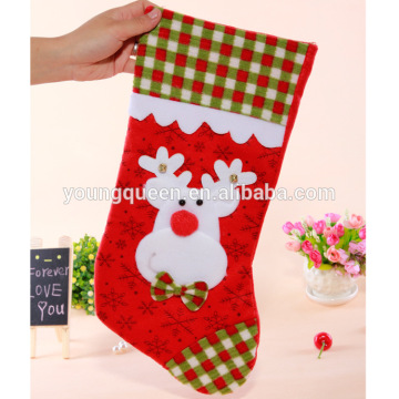 CM16 Chrismas checkered socks 3 small antlers cartoon snowman Santa Claus socks
