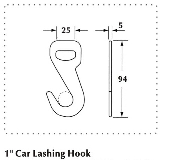 Car Lashing Hook With Black Electrophoretic Paint 25MM Width