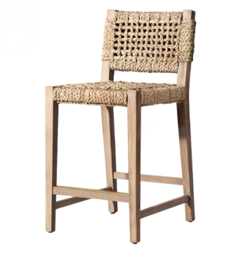 Modern Minimalist Wooden Rattan Counter Bar Stool
