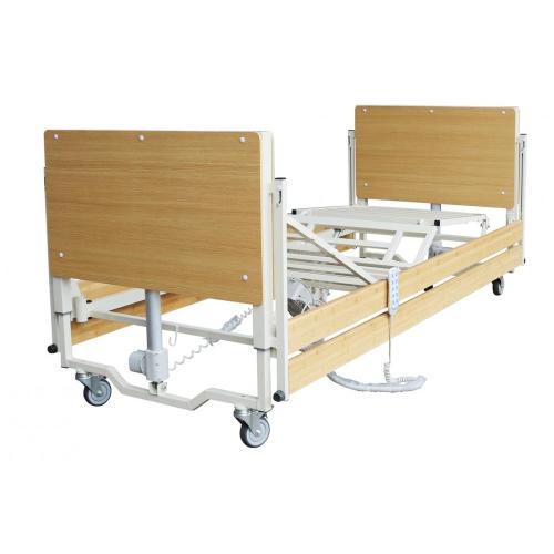 Elektryczne łóżko szpitalne z drewnianą ramą