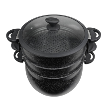 Black Couscousier Microwave Bakeware Cookware - 26cm Classic Style Aluminum Metal