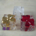 Square Bowknot Pattern Clear Jewelry Box/ Candy Jar