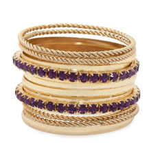 Multi gold plated bangles with CZ diamond