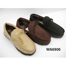 Men's Solid Suede Moccasins Shoes with Collar