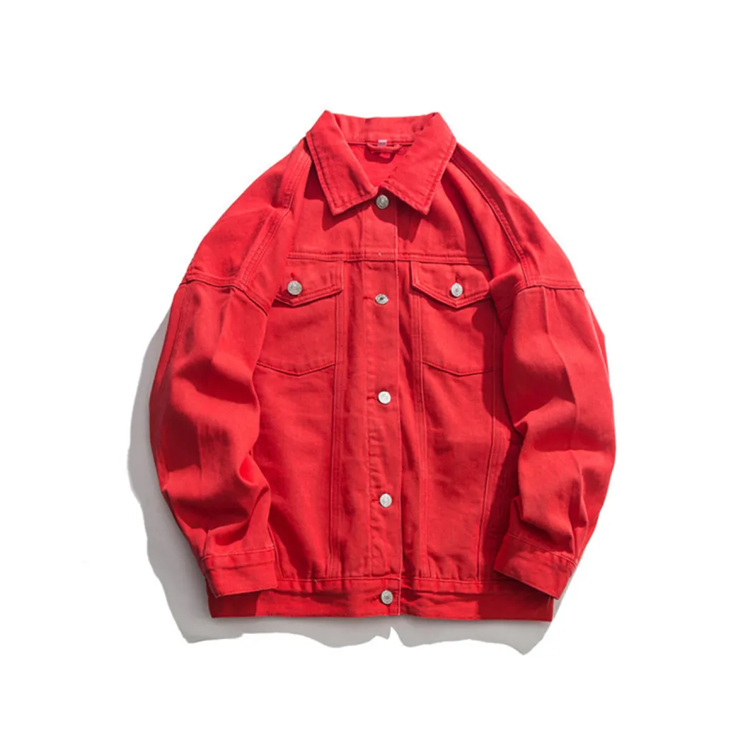 Best Selling 2021 Fall Autumn Long Sleeve Upper Designer Red Men's Denim Jackets