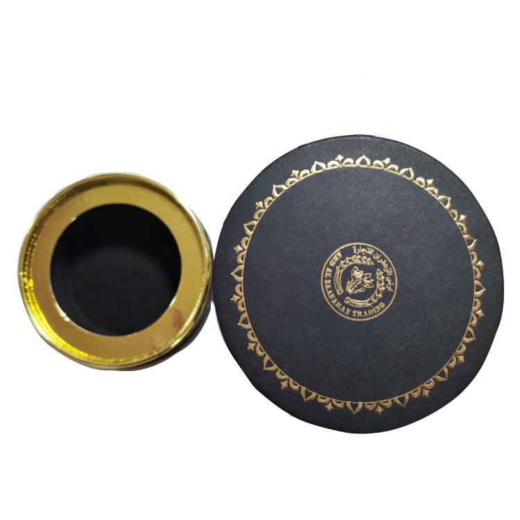 Customized logo or picture Perfume round paper packaging tube box with Gold foil embossed logo