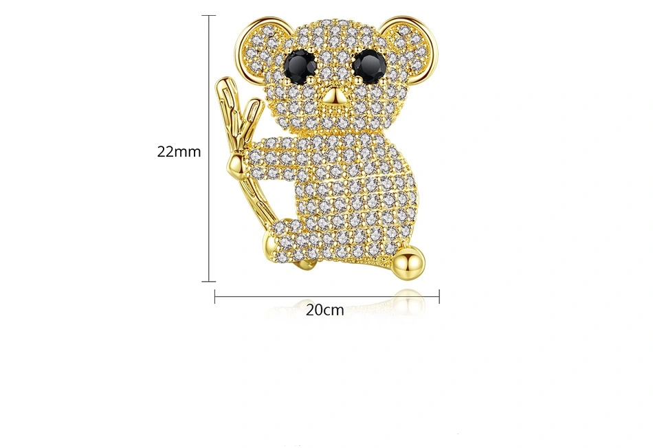 Cute Koala Lovely Cubic Zirconia Brass Brooch