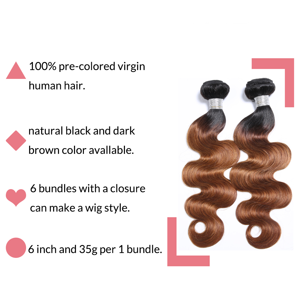 wholesale 3 Tone Ombre 1B 4/27/30 Remy Brazilian Straight body wave Hair Bundles with closure and frontal human wigs