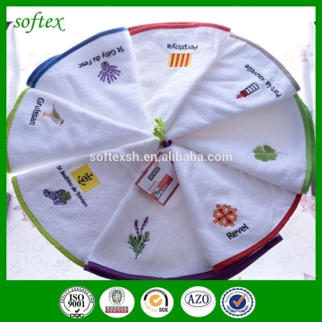 Round kitchen towel,embroidery cotton round dish towel