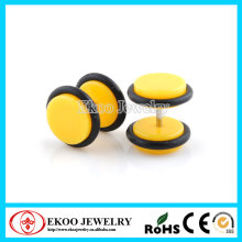 Yellow Acrylic Cheater Plug with O-Rings Fake Ear Tunnel