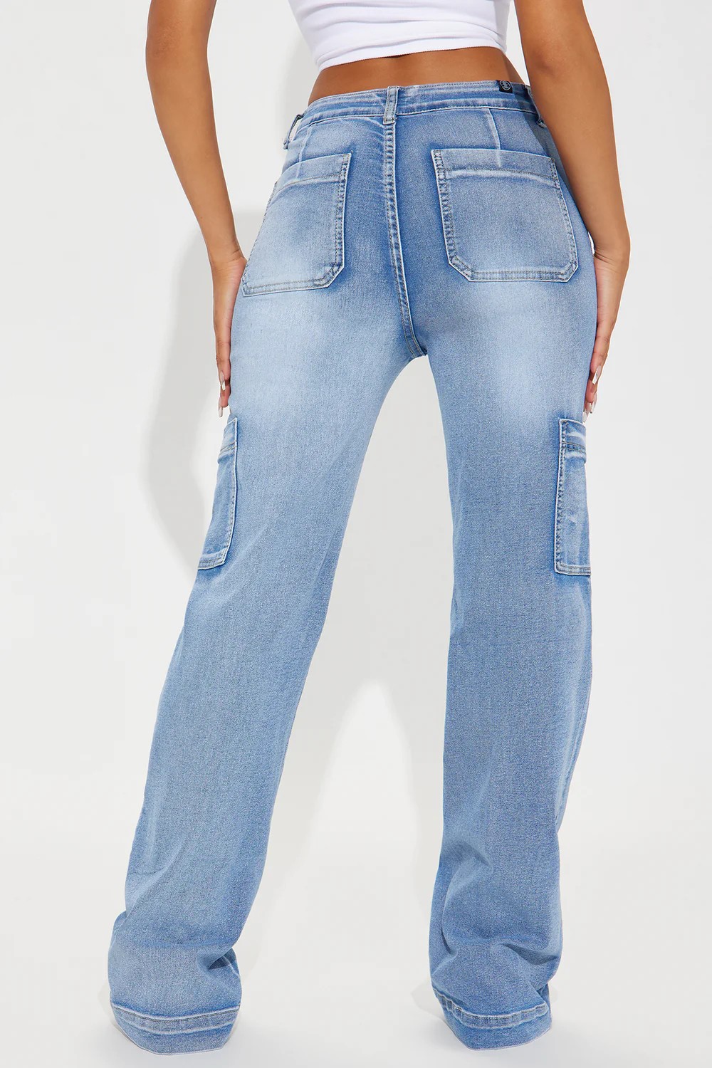 Джинсы для грузовых растяжек - средняя мытья1 Cargo Stretch Flare Jeans - Medium Wash1