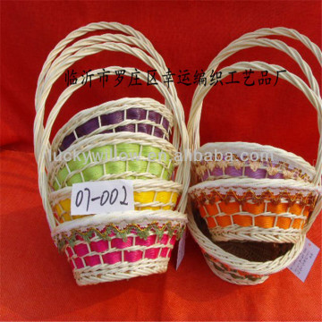 Colorful wicker flat flower basket, Christmas gift baskets