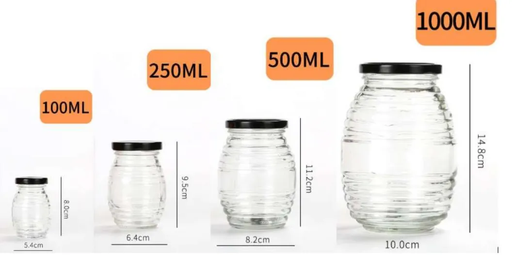 Min Size 100ml Honeycomb Shape Glass Jars for Packaging Honey