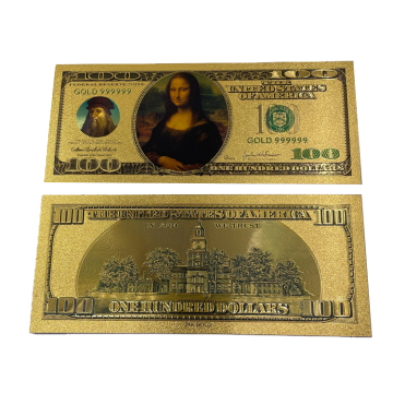 Mona Lisa Souvenir 24K Gold Foil Plated $100 Banknote