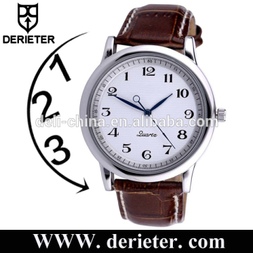 Custom Logo Leather Strap Men Anticlockwise Backward Reverse Movement Watch