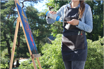 Comfortable waxed canvas artist work apron with leather trim