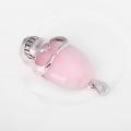 Rose Quartz Semi Precious stone Skull Alloy Pendant