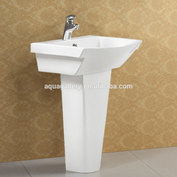 Modern Square One Piece Ceramic Pedestal Basin