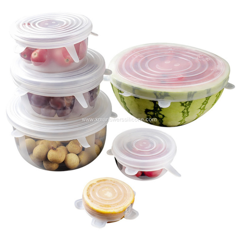 Food grade 12 pack silicone stretch lids clear