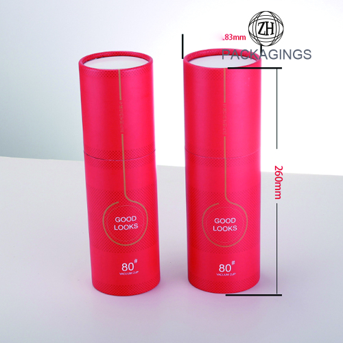 Red color round cardboard tube for gift