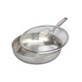 Eco-Friendly stainless steel frying pan with glass lid