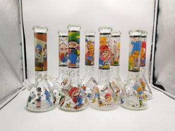 35cm Cartoon Decal water pipe glass bongs