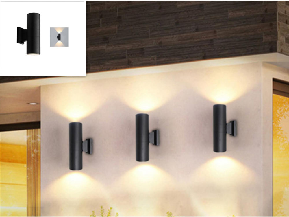 Black LED wall light for building facade