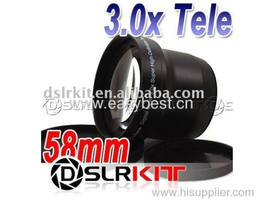 58mm 58mm 3.0 x 3 x Tele Telephoto Lens untuk kamera Dslr Slr