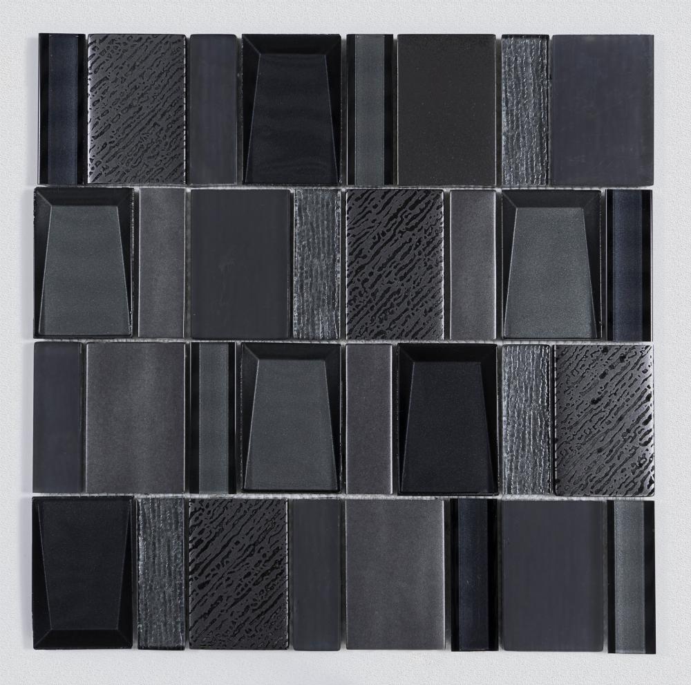 Hotel Bathroom Black Art Glass Mosaic Mixed Tiles