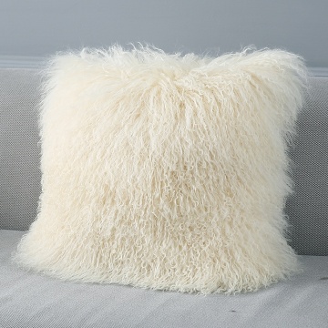 Square Sofa Decorative Curly Real Mongolia Lamb Fur Pillow