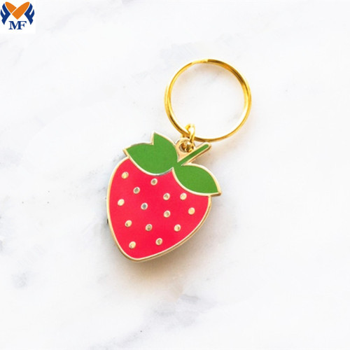 Wholesale Metal Strawberry Enamel Keychains