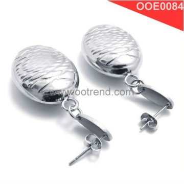 Shiny polished women stainless steel pendant earrings