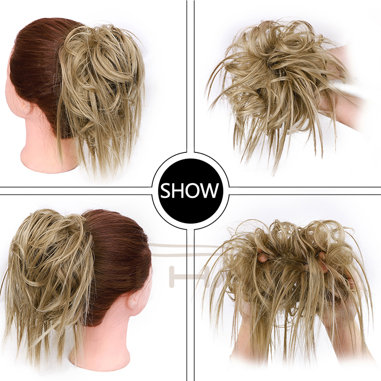 Aisi Hair Mixed Brown Blonde Chignon Curly Bun Pad Chignon Elastic Band Ribbon Ponytail Rope Rubber Hair Extension For Women