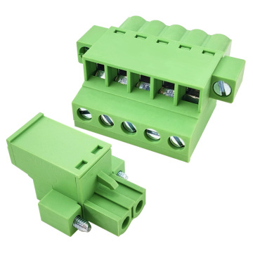 Pitch 5.08mm same-direction flat-out pluggable female terminal block connector with locking flanges