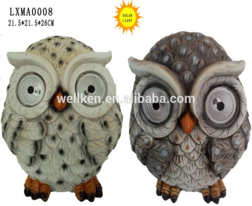 resin owl statues solar lights