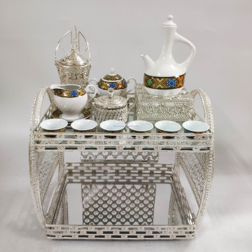 2024 Popular Silver Two-Floor Ethiopian Tea Tray Sets