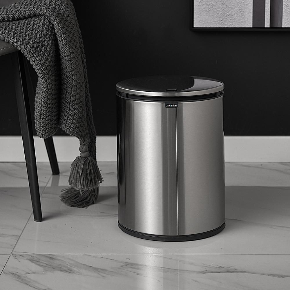 9L round automatic sensing trash stainless steel electric trash can small office trash bin garbage can