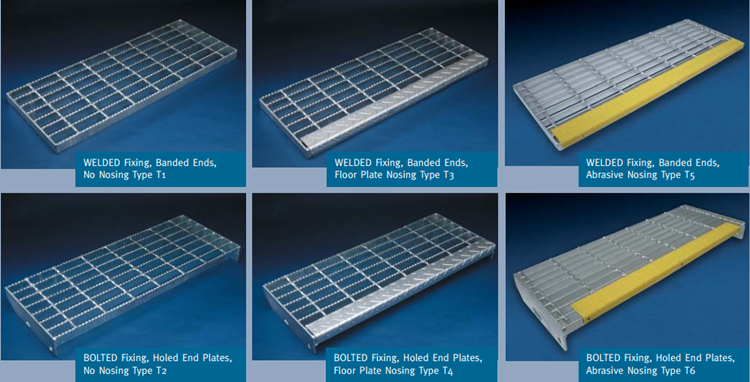 Hot Dip Galvanization Treated Mild Steel Step Steel Grating for Platform Stairs