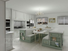Italian contemporary solid wood light green kitchen cabinets
