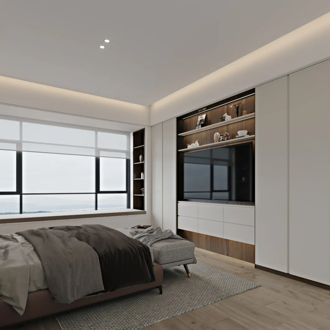 Modern Particle Board Bedroom Wardrobe with Tall Cabinet Design
