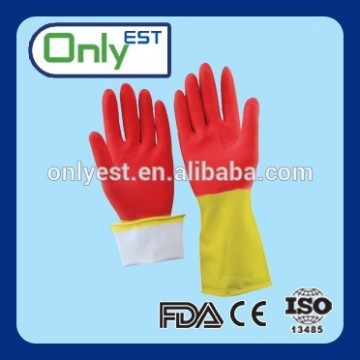 Extra long safety kitchen bi-colour household latex glove