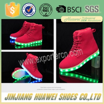 2017 Winter Warm Snow Boots LED Light Shoes Velvet Suede Leather Boots With USB Charging